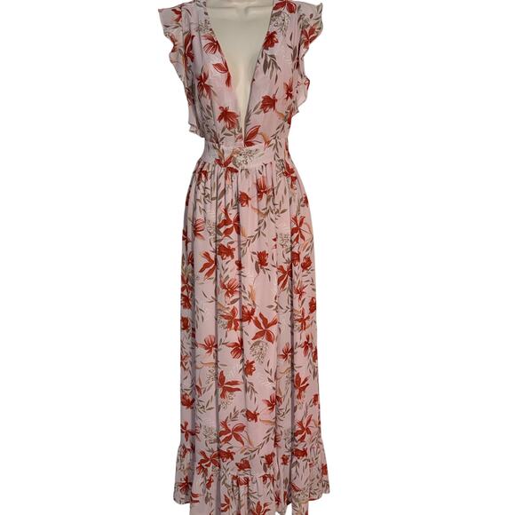 Pink Lily Pink and Red Floral Maxi Dress, Women's Size S - Picture 2 of 12